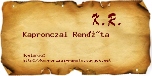 Kapronczai Renáta névjegykártya